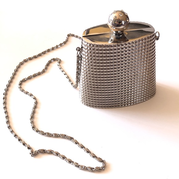 Vintage Handbags - Vintage Silver Mini Chain Shoulder Bucket Bag